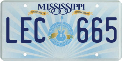 MS license plate LEC665