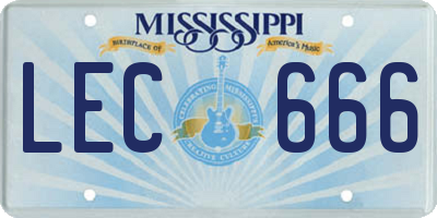 MS license plate LEC666
