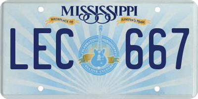 MS license plate LEC667