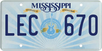MS license plate LEC670