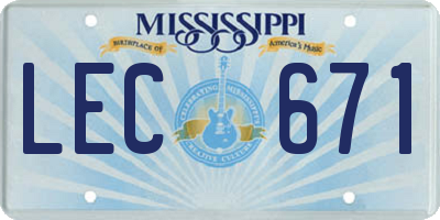 MS license plate LEC671