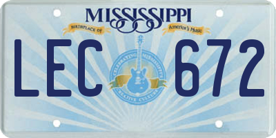 MS license plate LEC672