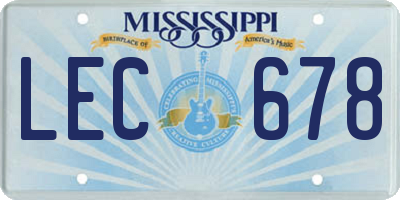 MS license plate LEC678