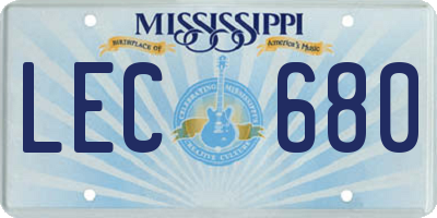 MS license plate LEC680