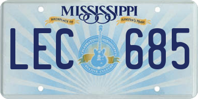 MS license plate LEC685