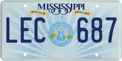 MS license plate LEC687