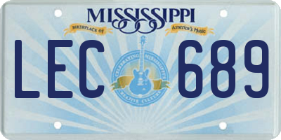 MS license plate LEC689