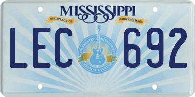 MS license plate LEC692