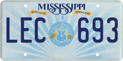 MS license plate LEC693