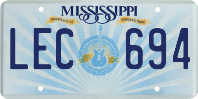 MS license plate LEC694