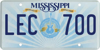 MS license plate LEC700