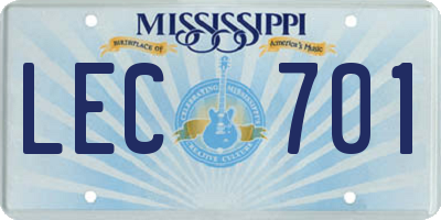 MS license plate LEC701