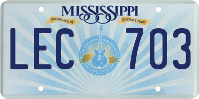 MS license plate LEC703
