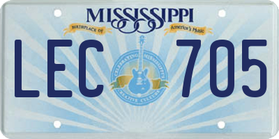 MS license plate LEC705