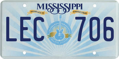 MS license plate LEC706