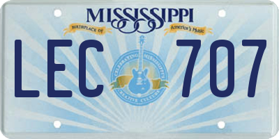 MS license plate LEC707
