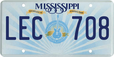 MS license plate LEC708