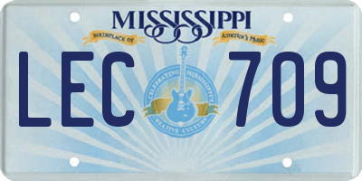 MS license plate LEC709