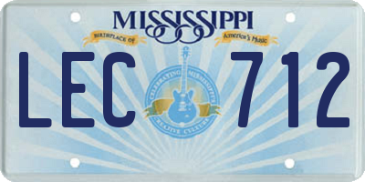 MS license plate LEC712