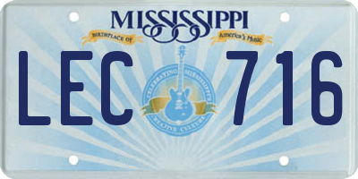 MS license plate LEC716