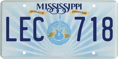 MS license plate LEC718