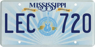 MS license plate LEC720