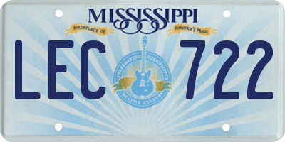MS license plate LEC722