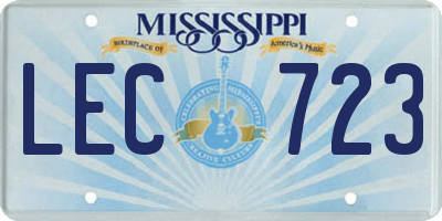 MS license plate LEC723
