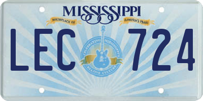MS license plate LEC724