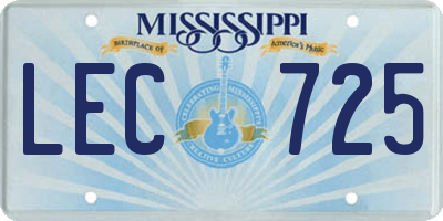 MS license plate LEC725