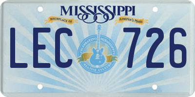 MS license plate LEC726