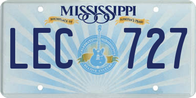 MS license plate LEC727