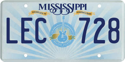 MS license plate LEC728