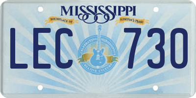 MS license plate LEC730