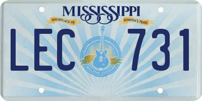MS license plate LEC731