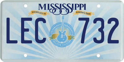 MS license plate LEC732