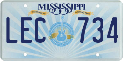 MS license plate LEC734