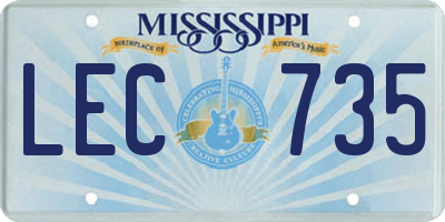 MS license plate LEC735