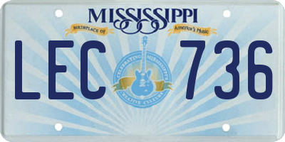MS license plate LEC736