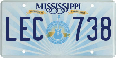 MS license plate LEC738