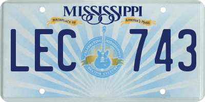 MS license plate LEC743