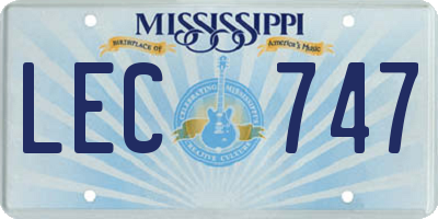 MS license plate LEC747
