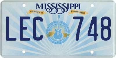 MS license plate LEC748