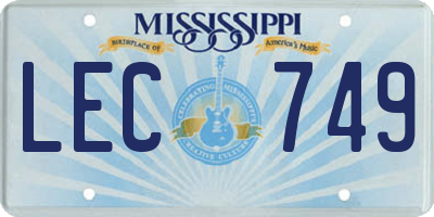 MS license plate LEC749