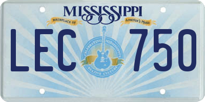 MS license plate LEC750