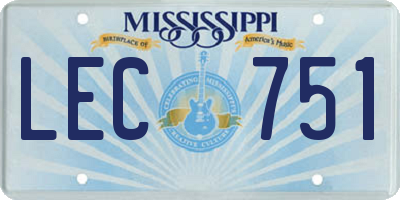 MS license plate LEC751