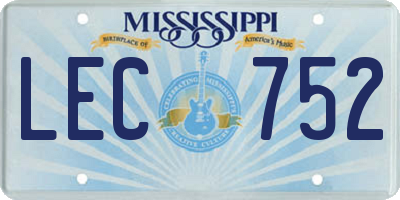 MS license plate LEC752