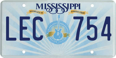 MS license plate LEC754