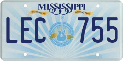 MS license plate LEC755