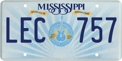 MS license plate LEC757